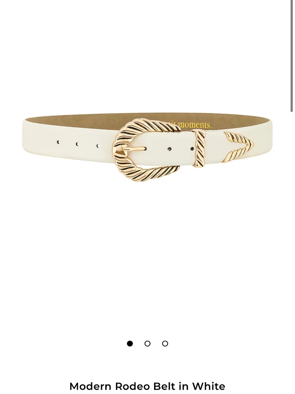 White Women's Belt with Gold Twisted Buckle
